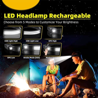 ไฟฉายคาดหัว LED COB กันน้ํา ไร้สาย แบบชาร์จUSB สําหรับกลางแจ้ง