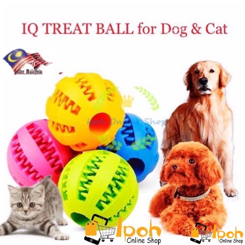 IQ Treat Ball สําหรับสุนัขและแมว ทําความสะอาดฟันที่แข็งแกร่งสําหรับการฝึกสัตว์เลี้ยง/เล่น/Chewing