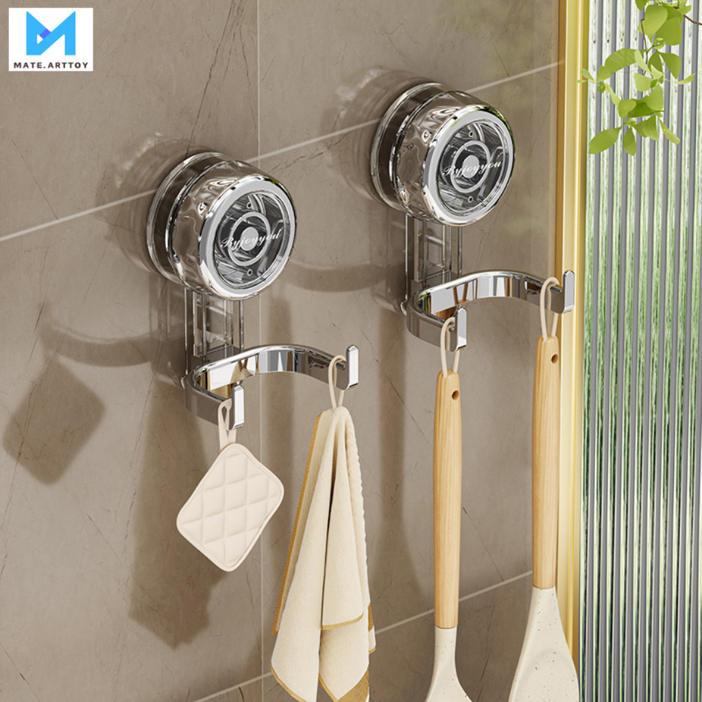 ที่แขวนสุญญากาศ ตะขอติดผนัง 2 หัว ที่แขวนอเนกประสงค์ ที่แขวนสุญญากาศ ถอดออกได้ นำกลับมาใช้ซ้ำได้