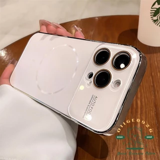 AG อะคริลิคเคลือบแม่เหล็กเคสโทรศัพท์ iphone16 Pro Max 15 14 13 12 11 เคสสําหรับเคส iPhone PC + TPU เปลือกแข็งกันกระแทก