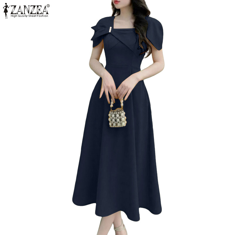ZANZEA ชุดเดรสแฟชั่น สไตล์เกาหลีหรูหราสำหรับผู้หญิง