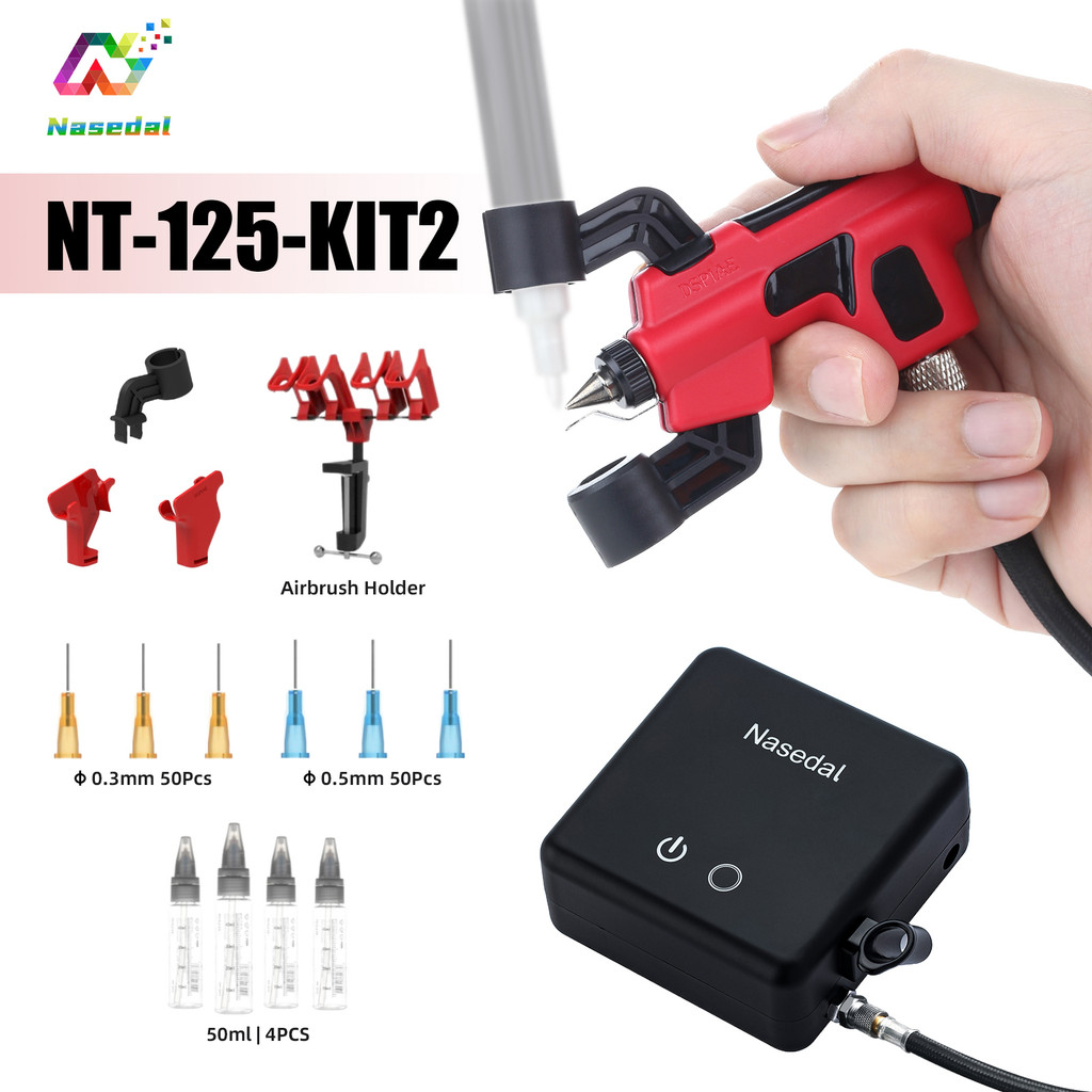 DSPIAE PT-AB ไม่มีล้าง Airbrush Kit 36PSI Auto-Stop คอมเพรสเซอร์ 0.3 มม./0.5 มม. Calibre Airbrush Qu