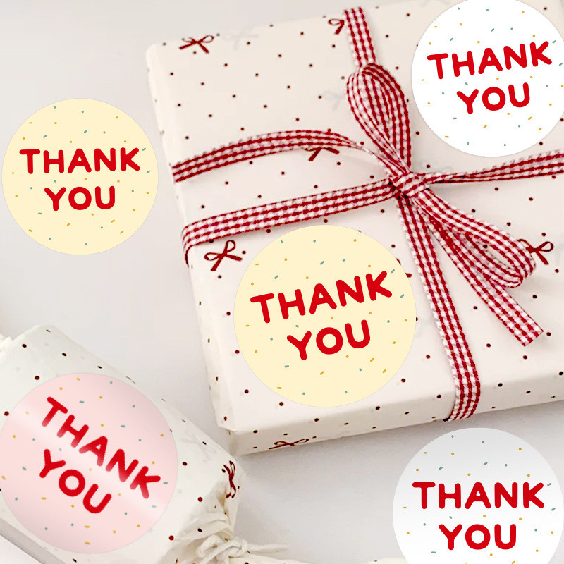 (100 ชิ้น) Simple Thank You สติกเกอร์บรรจุภัณฑ์ Pembungkusan Stiker 感贴纸