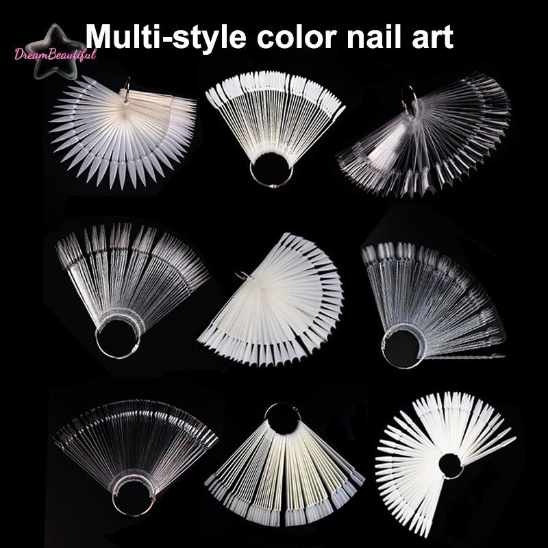  50ชิ้นเล็บปลอมเคล็ดลับโปแลนด์จานเล็บฝึกพัดลมสีสติกเกอร์แสดง/กดบนเล็บแสดงชั้นวางเครื่องมือเล็บปลอมใหม่