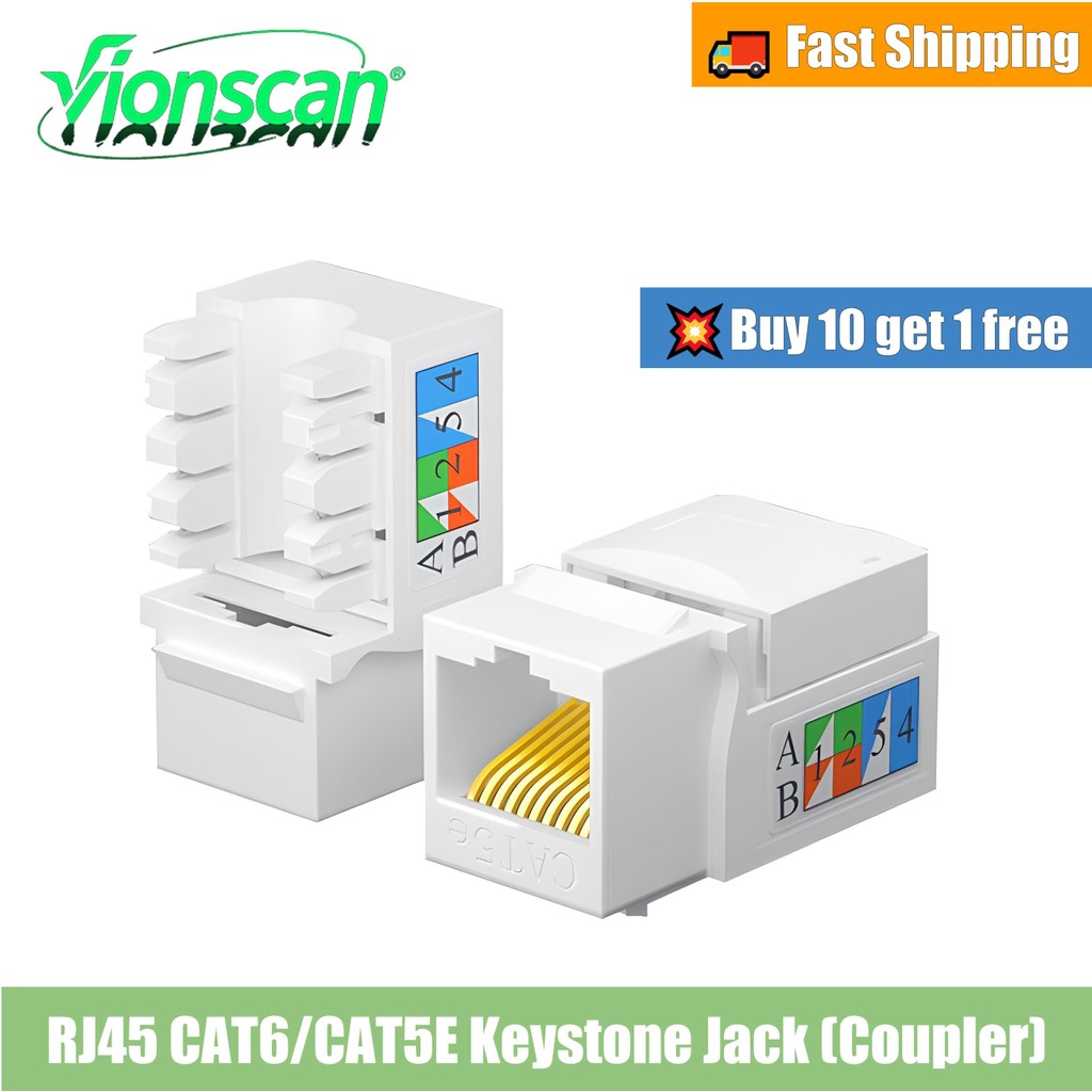 Vionscan Cat5e Cat6 Keystone Jack, RJ45 Keystone Jack, Cat6 Network Coupler, Cat5e/6 Ethernet Wall Jack