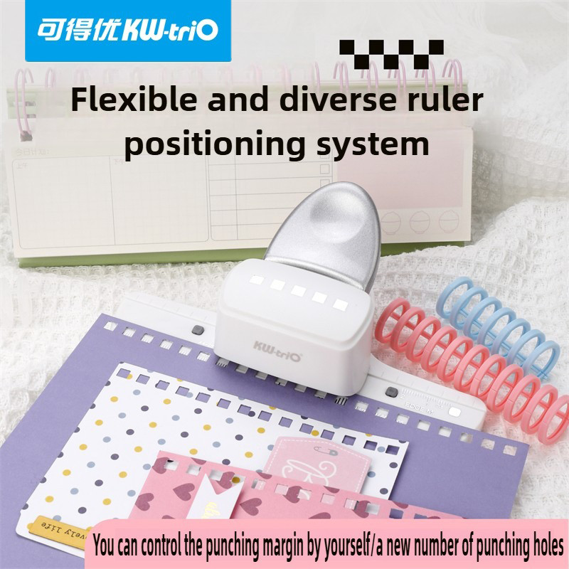 KW-TRIO 34-Hole Square Puncher Binding Machine สําหรับ Coil Notebook YO Coil Twin Loop All-in-One A4