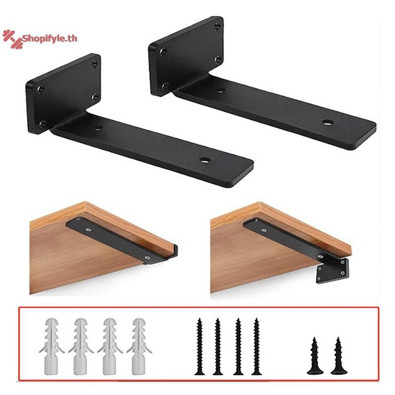 Shopifyle 1 ชุด Heavy Duty เหล็กหล่อชั้นวางวงเล็บลอยวงเล็บ 4 มม.หนาที่มองไม่เห็น L วงเล็บสําหรับชั้นวางสนับสนุน th
