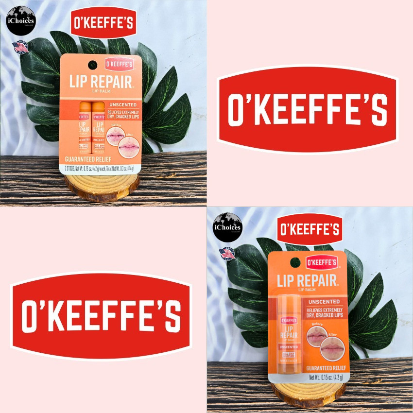 [O'Keeffe's] Lip Repair Lip Balm Unscented for Dry, Cracked Lips 4.2 g ลิปบาล์ม สูตรไร้กลิ่น ริมฝีปากแห้งแตก