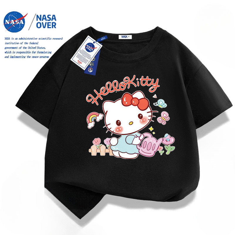 NASA Short Sleeved เสื้อยืดเด็กสําหรับเด็กผู้ชายฤดูร้อนผ้าฝ้ายแท้เด็กผู้หญิงใหม่การ์ตูน Top