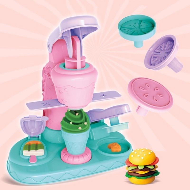 ชุดของเล่นเครื่องทําไอศครีม ของเล่นแป้งโดว์ DIY เครื่องทำไอศครีม เครื่องทำไอศกรีมโคลนสี ของเล่นเด็ก - รูปที่ 3