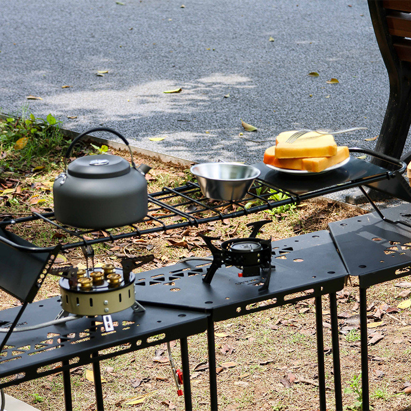 ชุดทำอาหารตั้งแคมป์ โต๊ะพับแคมป์ปิ้ง โต๊ะแคมป์ปิ้ง ปิกนิก พับได้ ปรับความสูงได้ หลากหลายฟังก์ชัน - รูปที่ 4