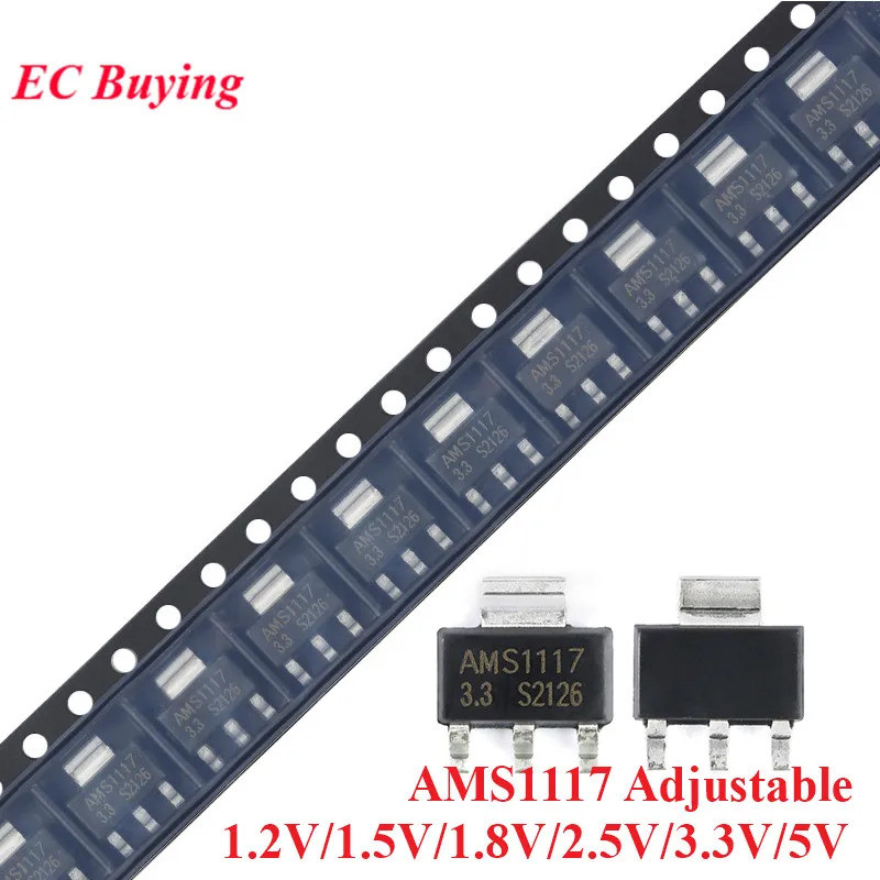 10 ชิ้น/ล็อต AMS1117 series AMS1117-3.3V AMS1117-ADJ AMS1117-1.8V AMS1117-1.2V AMS1117-5.0V AMS1117-