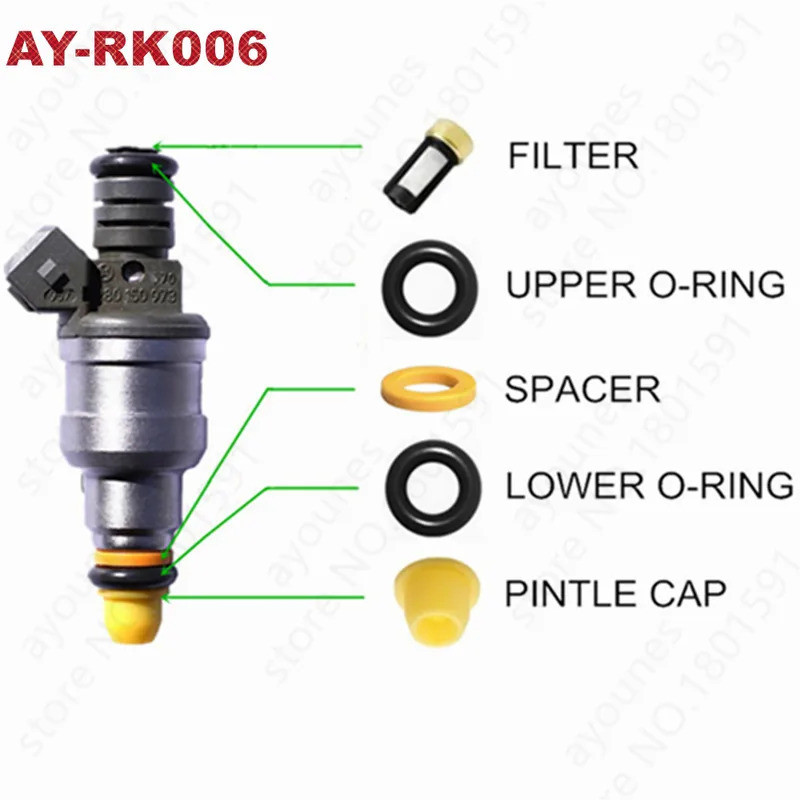 40kits หัวฉีดน้ํามันเชื้อเพลิงชุดซ่อมกรอง orings หมวกสําหรับ Ford E150 Club Wagon 93-02 5.0 5.8 4.6 