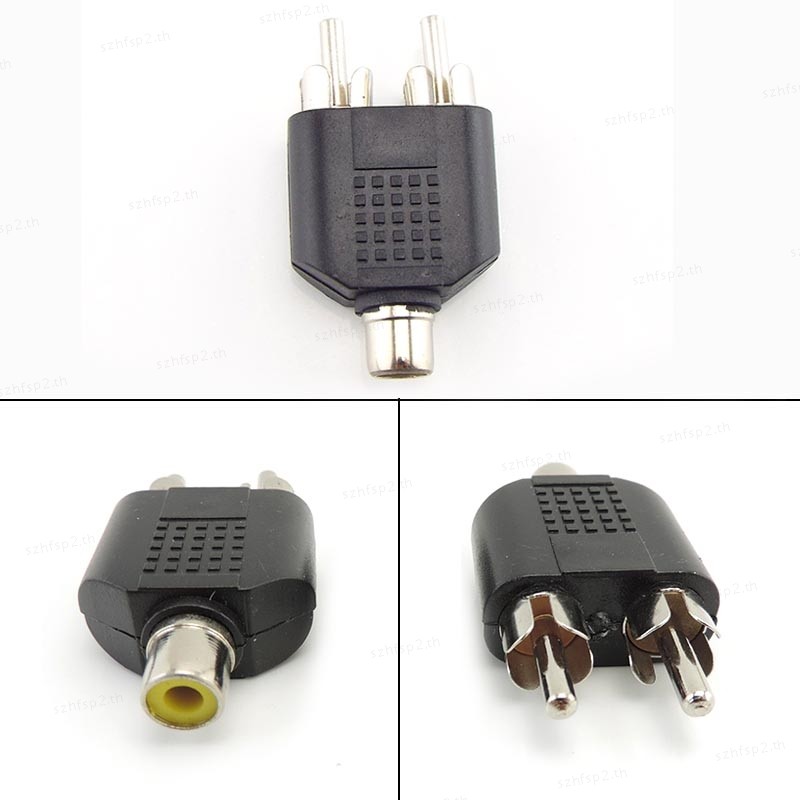 2 RCA Y Splitter connector AV Audio Video Plug สายแปลงชายหญิงปลั๊ก 2 in 1 อะแดปเตอร์ THH3