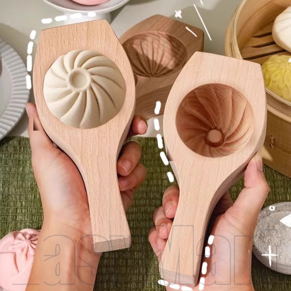 เครื่องมือแม่พิมพ์ซาลาเปาอบ - ที่กดขนมไม้เนื้อแข็งสําหรับขนมปังที่สมบูรณ์แบบ/ของหวานพร้อมพื้นผิวเรียบของอาหาร-ปลอดภัย ดีไซน์พลิกง่
