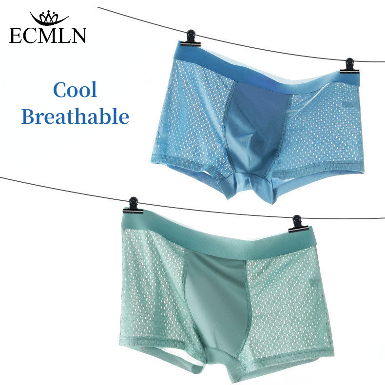 Ecmln Plus ขนาดผ้าไหมน้ําแข็ง Breathable นักมวยสําหรับชายชุดชั้นใน Boxershorts อ่อนโยนยืดหยุ่น Super-ยืดหยุ่นกางเกง XL-4XL