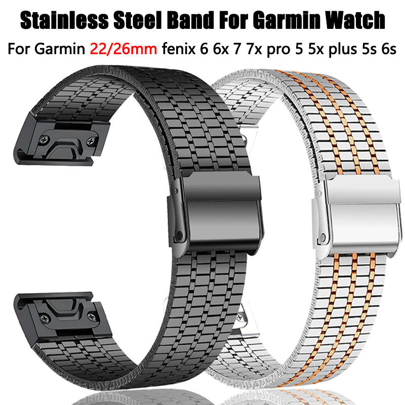 26 มม.22 มม.Quick Fit สําหรับ Garmin Fenix 7X 7 Pro Fenix 6X 6 5X 5Plus Tactix 7 Forerunner 965 955 Enduro สายสแตนเลส