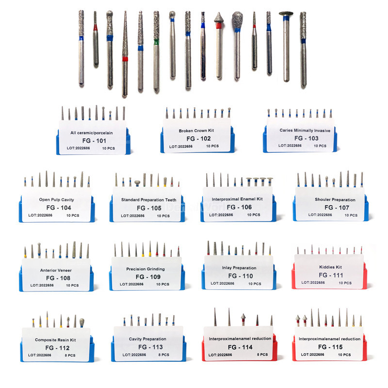 ชุดสว่าน Diamand มัลติฟังก์ชั่น 1 กล่องสําหรับ Burs Handpiece ความเร็วสูง