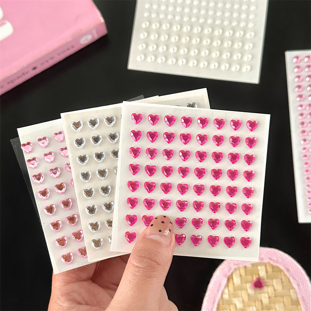 สติกเกอร์มุกคริสตัลสีชมพูรักสติกเกอร์อุปกรณ์ ทําเอง สมุดภาพ ของขวัญตกแต่ง - รูปที่ 5