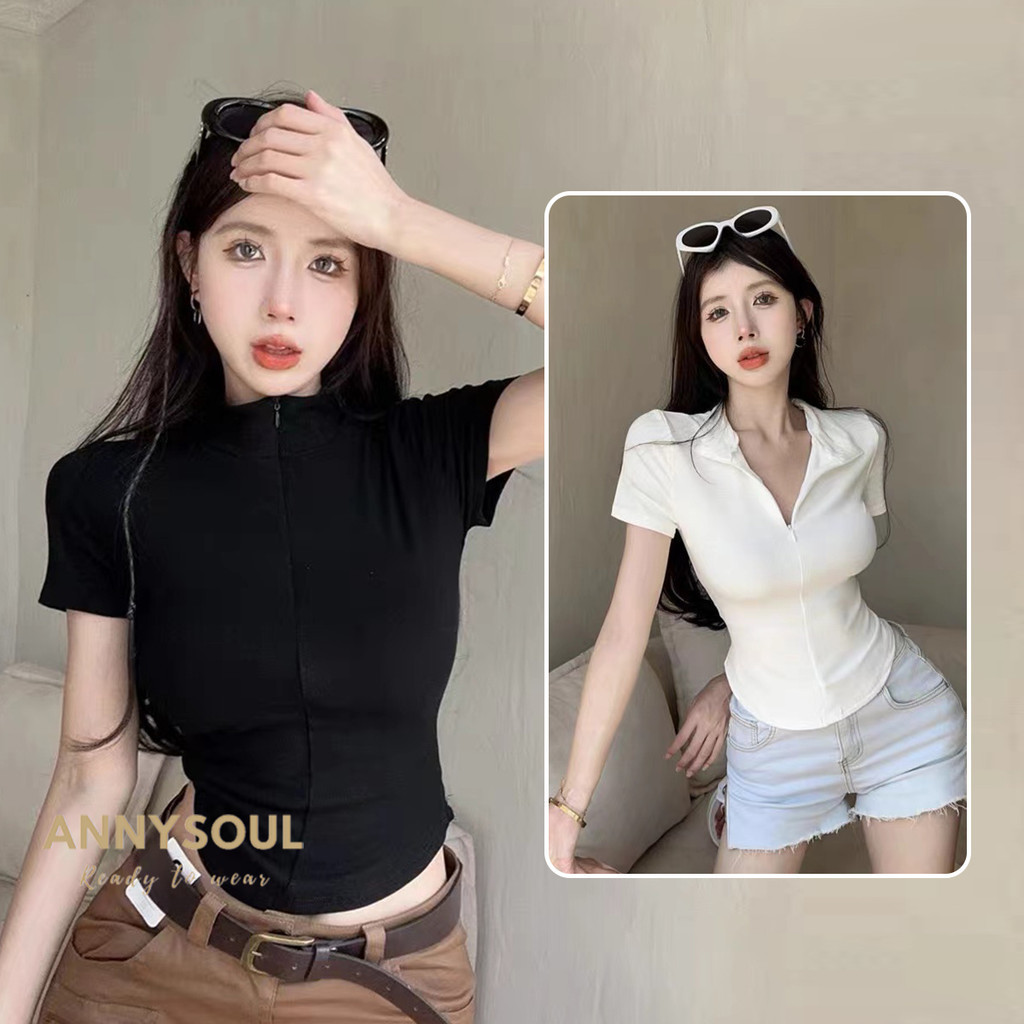สินค้าใหม่ พร้อมส่งในไทย เสื้อยืดแขนสั้นสไตล์เกาหลีสำหรับผู้หญิง