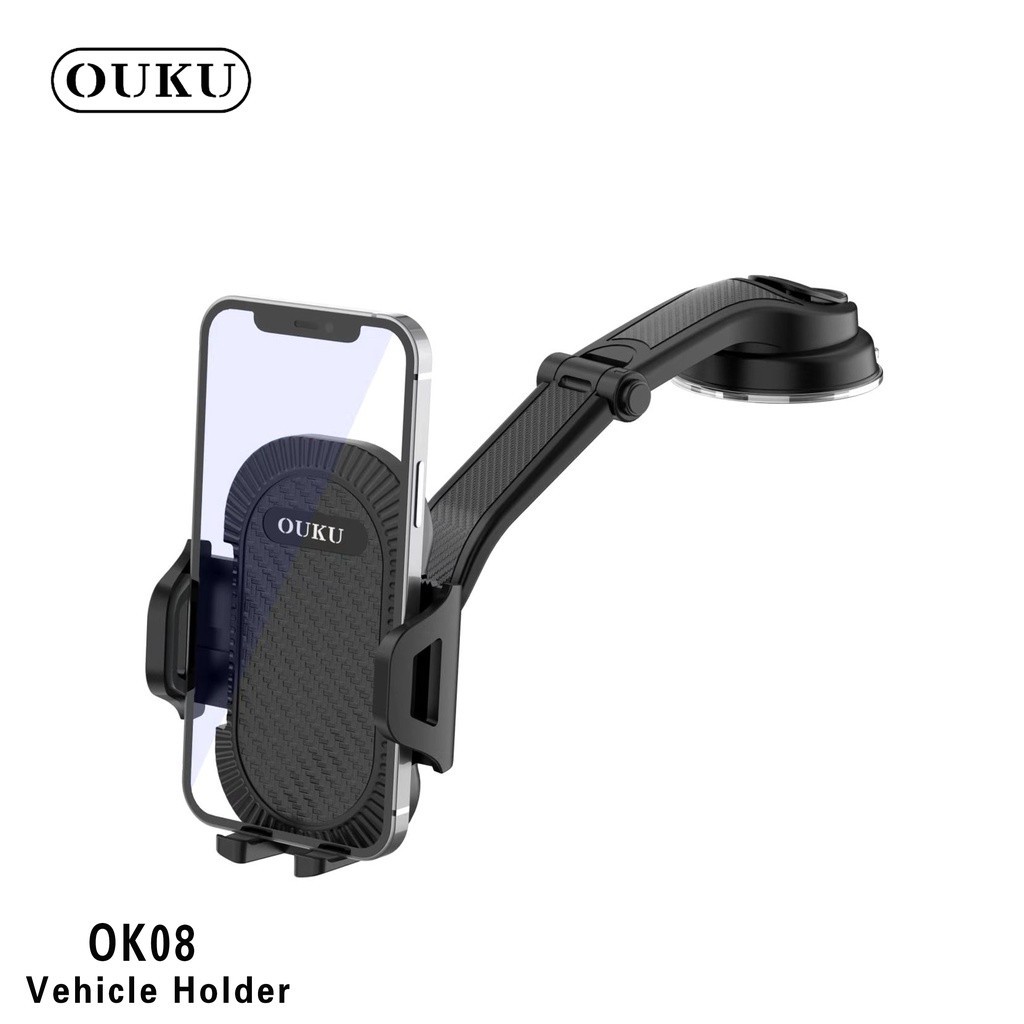 ที่จับโทรศัพท์ "NEW" OUKU OK08 ที่วางมือถือในรถ แท่นวางโทรศัพท์ในรถยนต์ แบบโค้งลงด้านล่าง