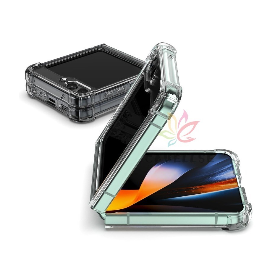 Crystal Clear ป้องกันกันชนปลอก Samsung Galaxy Z Flip 6 Z Flip 5 Z Flip 4 Z Flip 3 Z Flip พร้อมมุมเสริมกันกระแทก Slim Hybrid กลับกรณี Flip6 Flip5