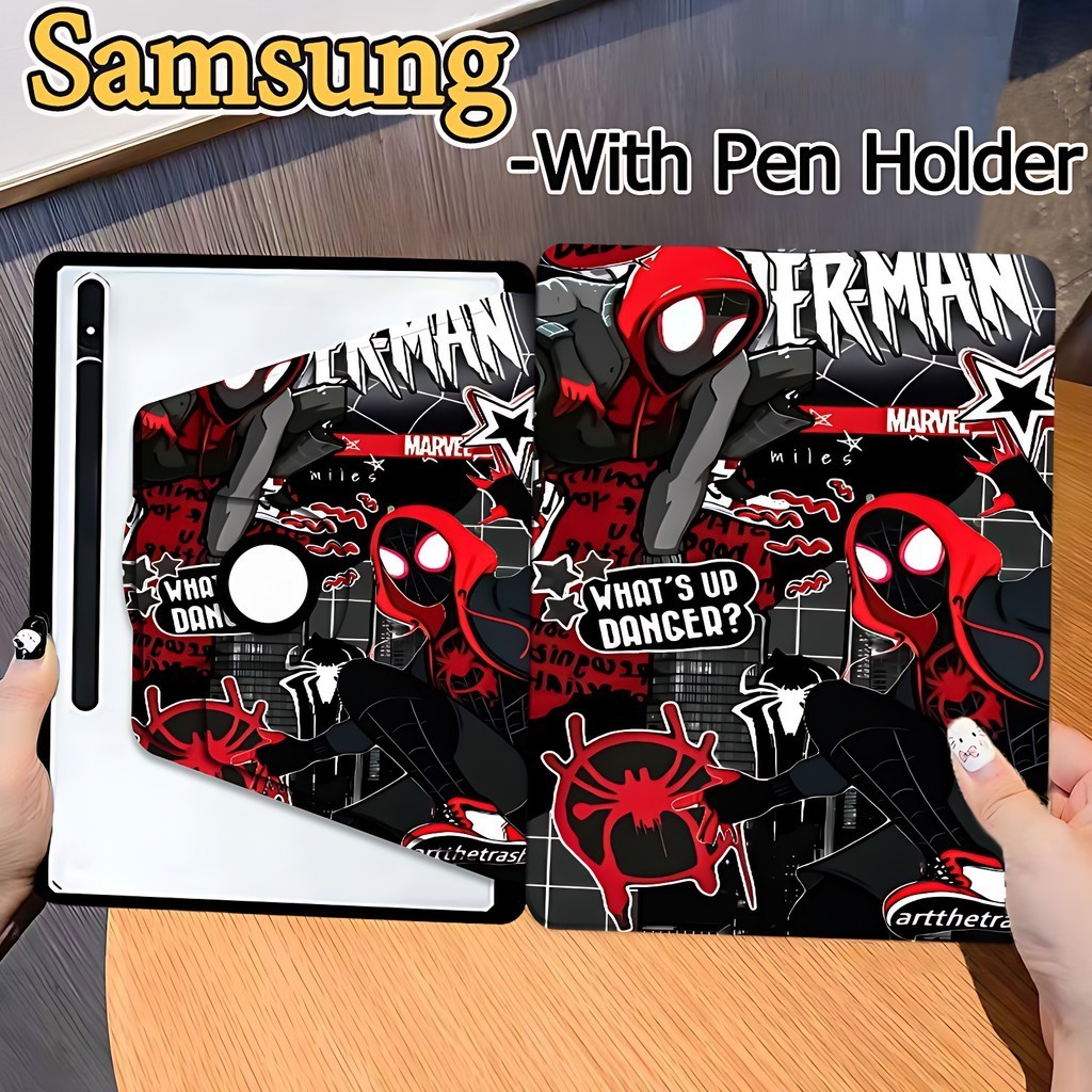 SpiderMan เคสฝาพับ Samsung Tab S8 S7 S9  S6 lite S7+ S8+ S9+ S7FE S9FE S9FE+ A7lite A8 A9 A9+ เคสหมุนได้360 วัสดุอะคริลิ