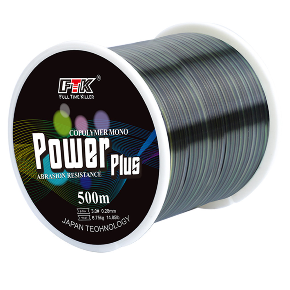 Ftk 1 ชิ้น 500 เมตร 3 สีเปลี่ยนสายตกปลาไนลอน 2.45Kg-15.6Kg สายตกปลา Monofilament Sea Fishing Tackle สีหลักสีเขียว