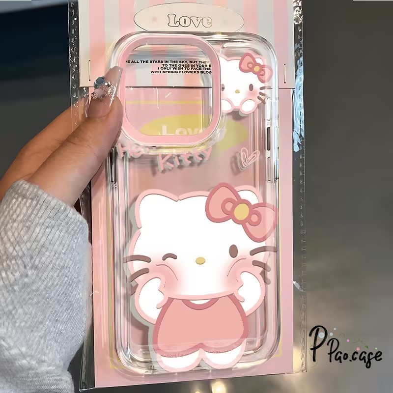 ซื้อ หน้าสะกิดน่ารักเคส Hello Kitty เข้ากันได้กับ IPhone 8Plus 11 XR 13 14 7Plus 15 Pro Max XS Max 15 Plus X 14 7