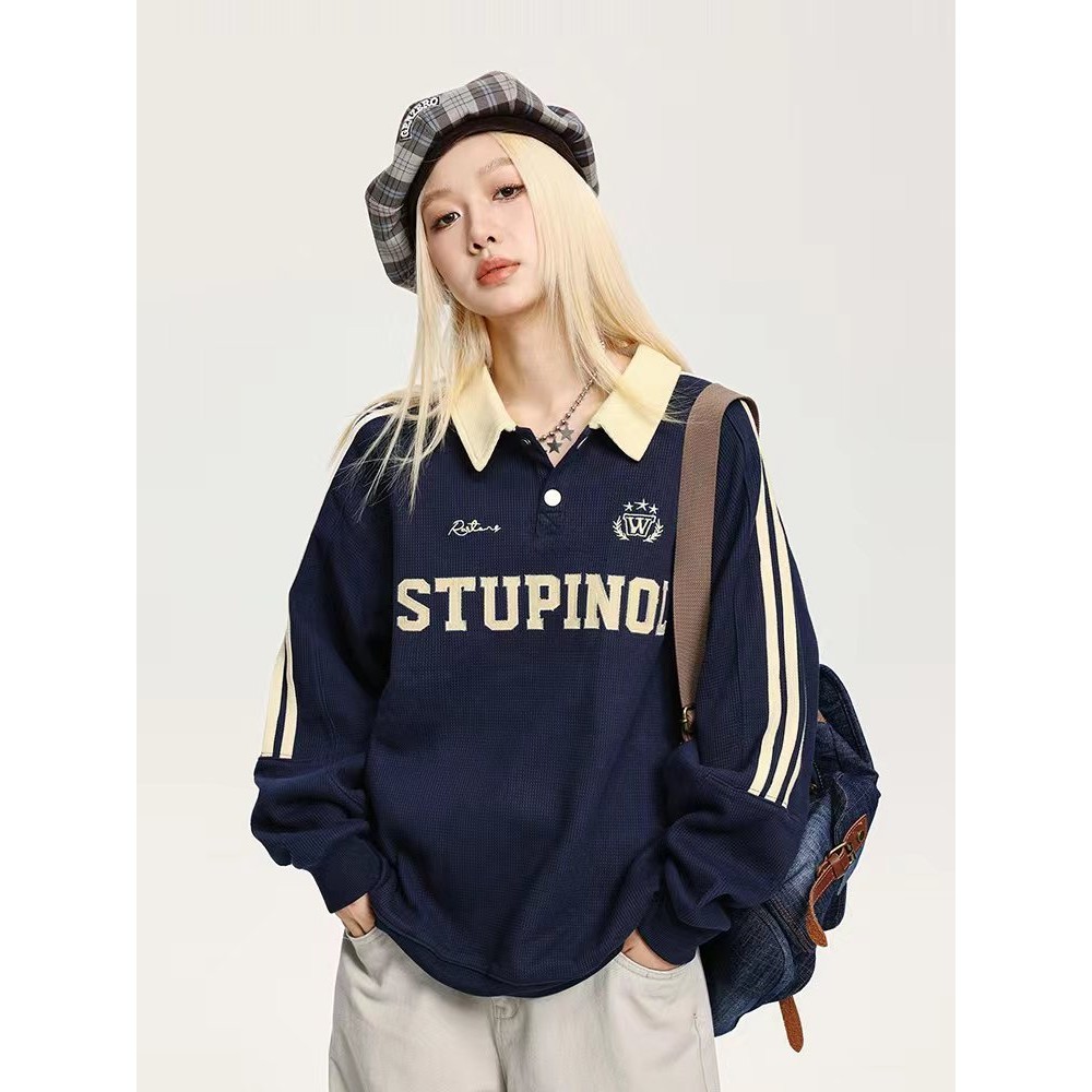 ส่งจากกรุงเทพฯ Solovely M-2XL โอเวอร์ไซส์ เสื้อสเวตเตอร์ผู้หญิง สไตล์สตรีท แขนยาว เสื้อด้านบน สไตล์เกาหลี งานปัก สเวตเตอร์