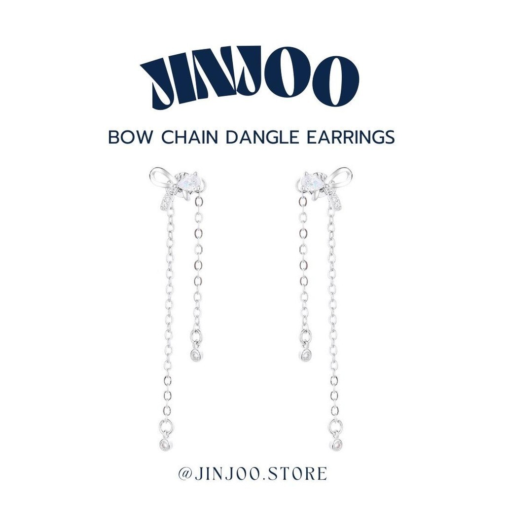 Jinjoo รหัส A31 ต่างหูโบว์โซ่ห้อย รุ่น Bow Chain Dangle Earrings ดีไซน์แปลกใหม่ สวยหรู (ราคาต่อคู่)