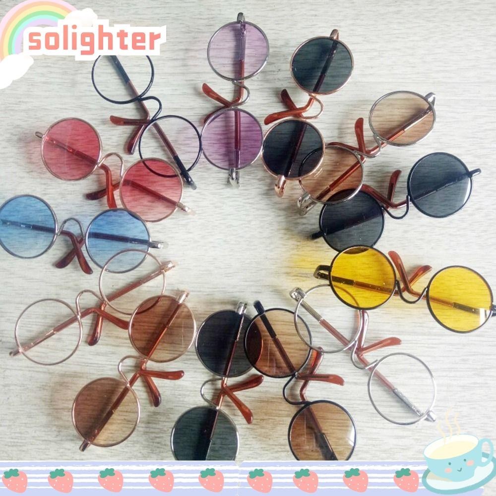 Solighter กรอบกลมน่ารัก 10 สีสําหรับ 1/31/4 BJD Mini ตุ๊กตาตุ๊กตาแว่นตาเสื้อผ้า