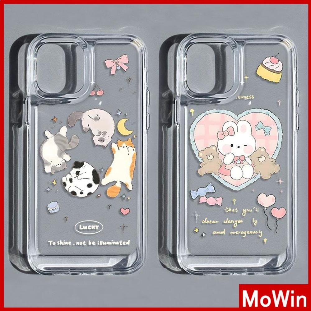 Mowin - สำหรับ iPhone 15 PRO MAX เคสใสเคส TPU นุ่มปุ่มชุบไฟฟ้ากันกระแทกป้องกันกล้อง ลูกหมานำโชคน่ารัก เข้ากันได้กับ iPhone 14 13 12 11 XS XR 7Plus 8 PLUS