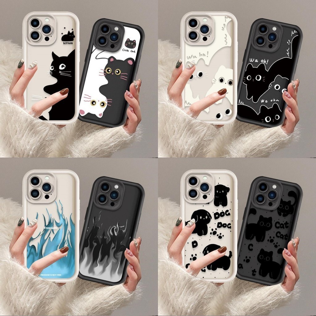 Creative flame คนรักน่ารักสุนัขแมวกันกระแทกเคสโทรศัพท์ OPPO reno 4 5 6 7 PRO 5G 4Z 5Z 6Z 7Z 5F reno4