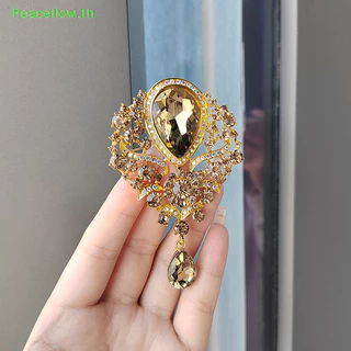 Peacellow Elegant คริสตัลขนาดใหญ่ Water-drop เข็มกลัดสําหรับผู้หญิงสาว Vintage แฟชั่นจี้ Corsage Elegant งานแต่งงาน Pins เครื่องประดับ TH
