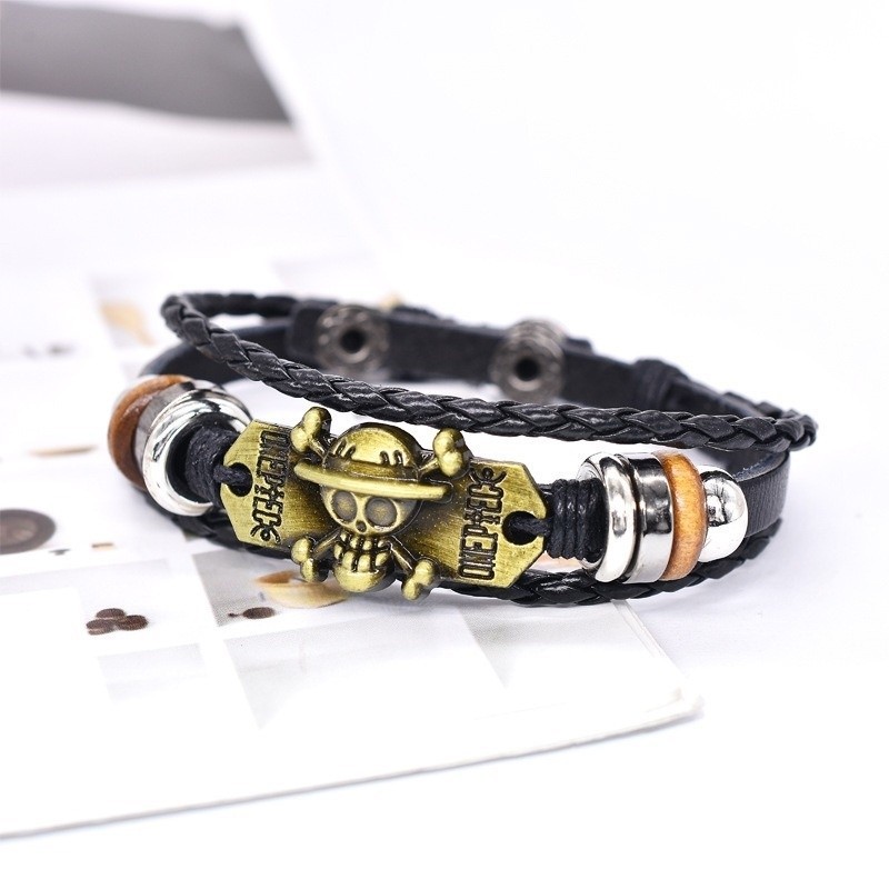 Retro Hip Hop แฟชั่นผู้ชาย One Piece Multi Layer สร้อยข้อมือหนังเครื่องประดับ