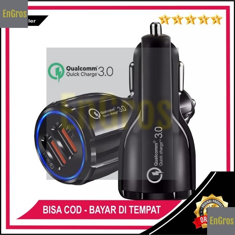 QC PREMIUM Car CHARGER 2 USB Qualcomm 3.0 Car Charger - 2 USB Output Car Charger - Car Charger - Dua