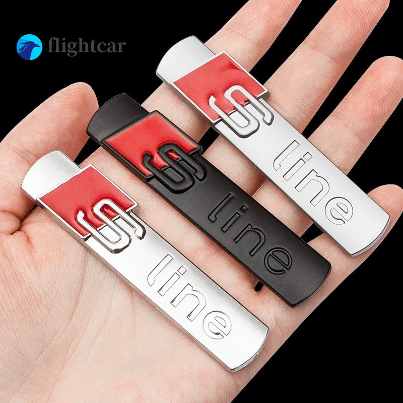 Ft 1 ชิ้น 3D รถโลหะ S LINE สติกเกอร์สัญลักษณ์ป้ายตกแต่งสําหรับ Audi Sline A1 A3 A4 A5 A6 A7 A8 Q2 Q3