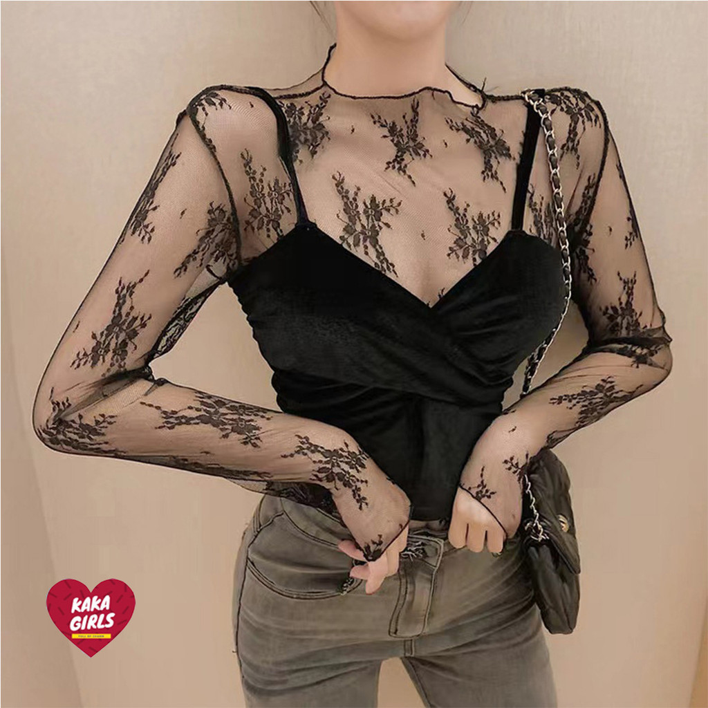 เสื้อแขนยาวซีทรูลูกไม้ แบบใหม่ล่าสุด ดีไซน์สวยงาม ราคาถูก