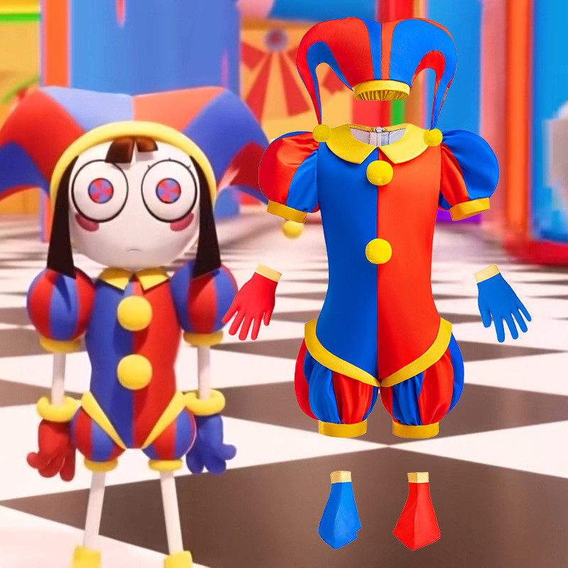 อะนิเมะคอสเพลย์เครื่องแต่งกาย Amazing Digital Circus Pomni บอดี้สูทสําหรับเด็กผู้ใหญ่ Clown ฮาโลวีน Christmas Party ชุด