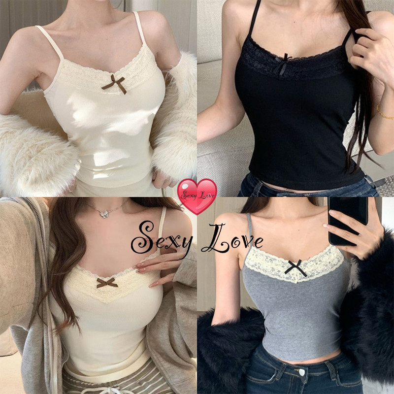 Sexy Love เสื้อแขนกุดผู้หญิง ขอบลูกไม้ ลำลอง ดูเซ็กซี่ ส่งจากไทย