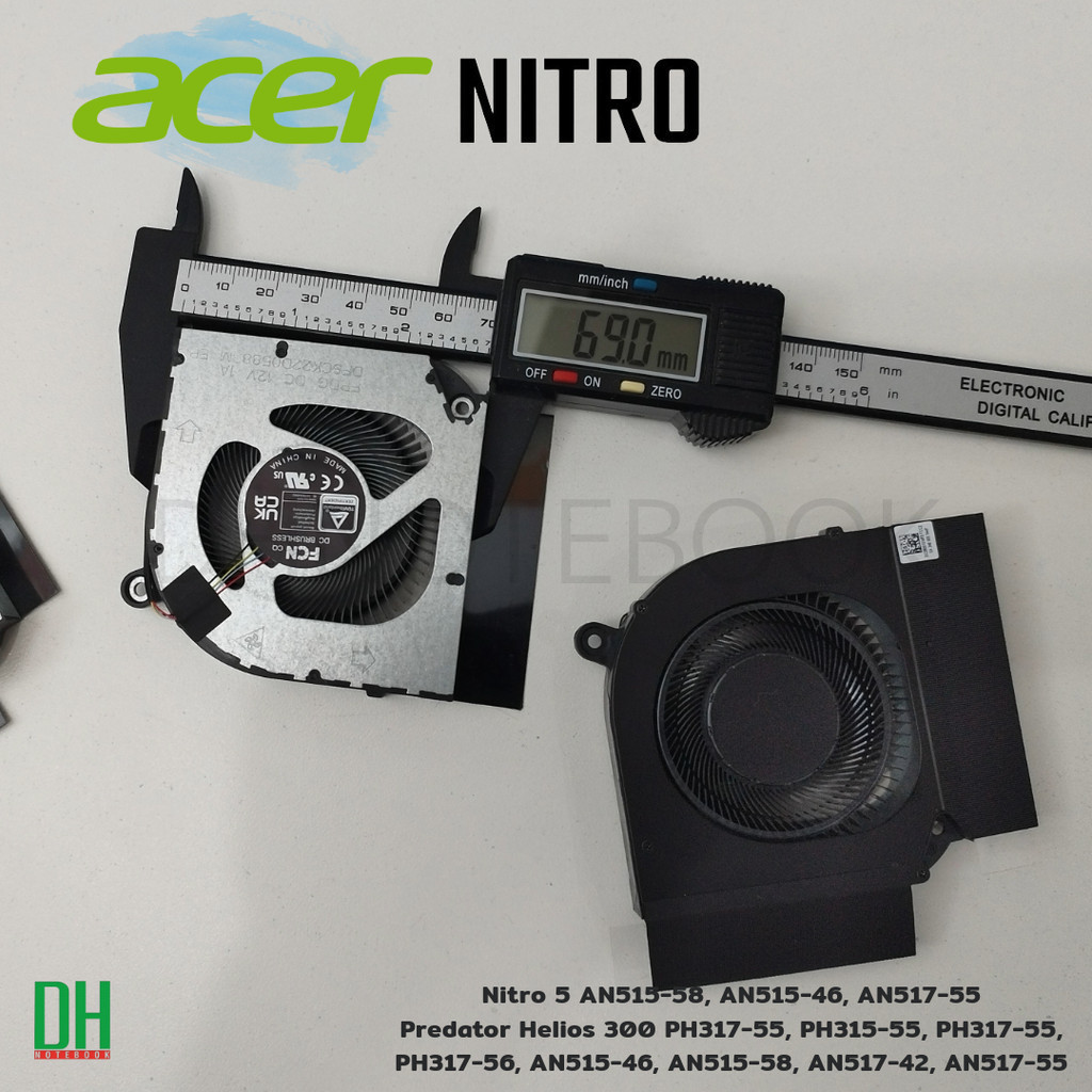 พัดลมระบายความร้อน Nitro 5 AN515-58, AN515-46, Predator Helios 300 PH317-55, PH315-55 DFSCL12E16486M, DFSCK22D05883M - รูปที่ 3