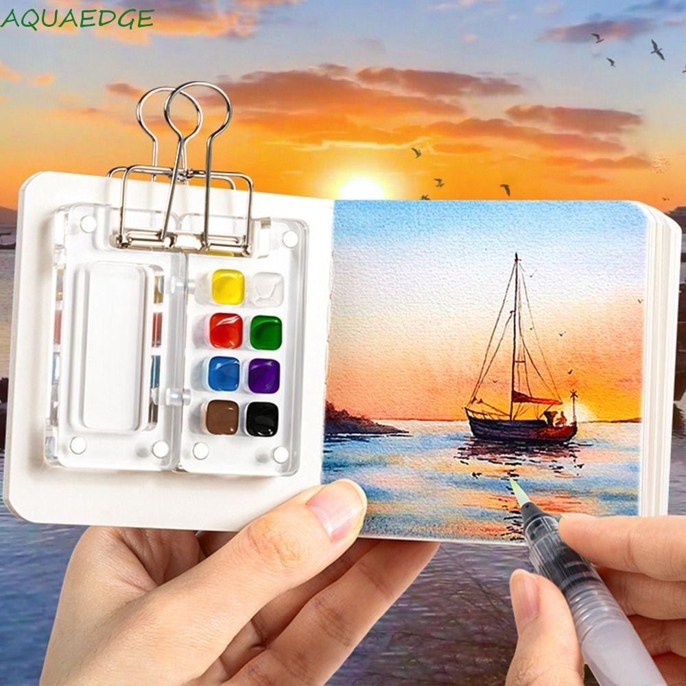 จานสีน้ํา จานสีสีน้ํา, กล่องสีอะครีลิคสีขนาดเล็ก, อุปกรณ์ศิลปะ 8/15 ตารางพับแบบพกพากล่องเปล่าสี การท่องเที่ยว