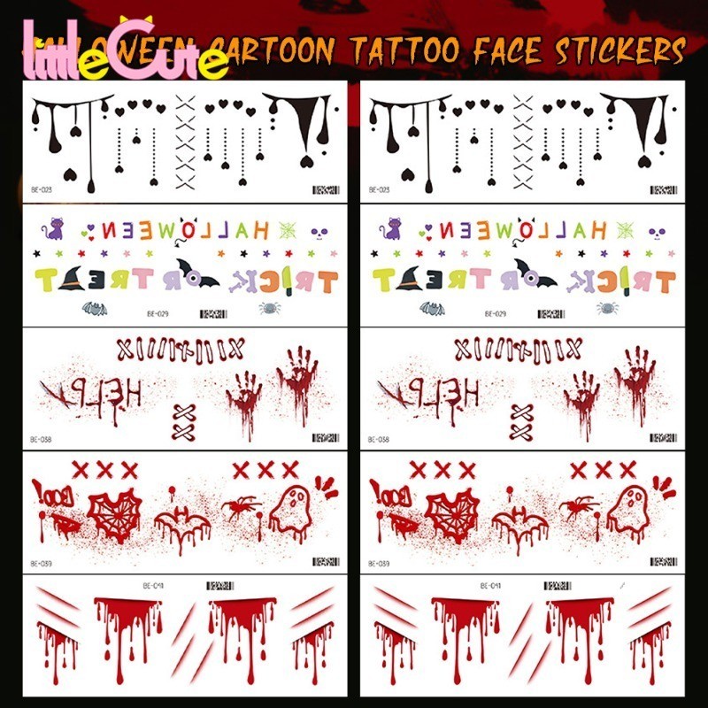 2ชิ้นฮาโลวีนการ์ตูนสักสติกเกอร์-เย็บรอยแผลเป็นรูปลอกสําหรับเครื่องแต่งกายบอล-สมจริงทันทีแต่งหน้า พี เชือก -สยองขวัญแผลใบหน้าสติ๊กเกอร์-กันน้ําสวมหน้ากากพรรคอุป