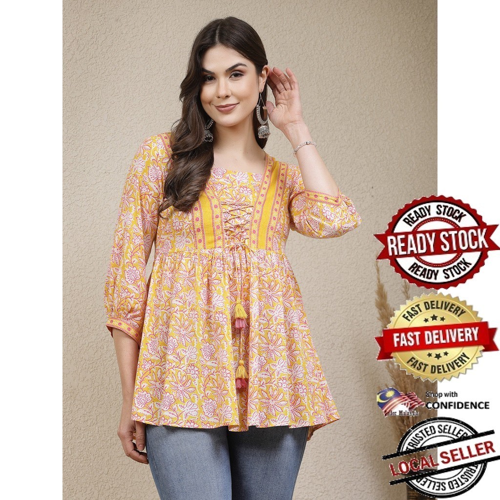 Kurti Indian Women Kurtis Top Saree Sari Punjabi Suit Readymade Kurti UD39414APTP