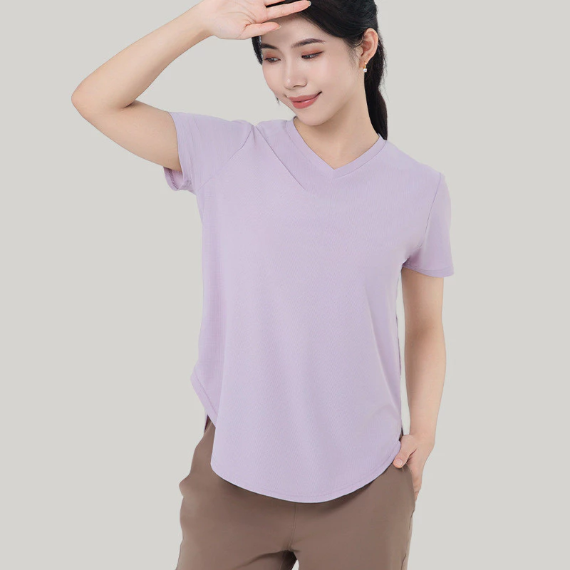 เสื้อออกกำลังกายผู้หญิงไซส์ใหญ่ คอวี แขนสั้น สำหรับวิ่งและโยคะ 4XL thumbnail 5