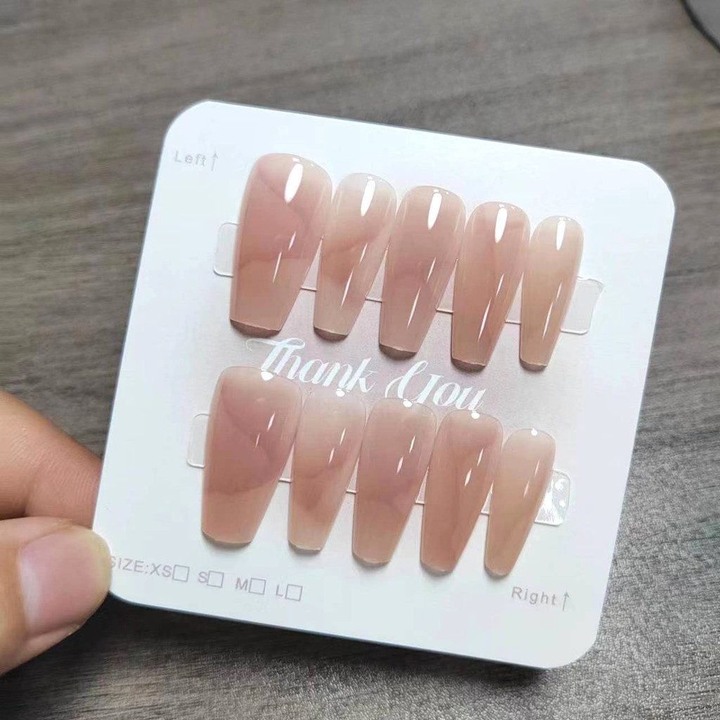 10pcs Cat Eye Handmade กดบนเล็บเล็บปลอมพร้อมสติกเกอร์กาว M151