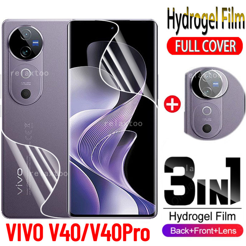 Vivov40 5G 3IN1 ด้านหน้ากลับฟิล์มHydrogelสําหรับVivo V40 Pro Lite V40Pro V40E V40Lite VivoV40Pro 5G 2024 คลุมทั้งหมดหน้าจอปกป้องเลนส์กล้องปกป้องฟิล์มโทรศัพท์, ไม่ใช่กระจกนิรภัย