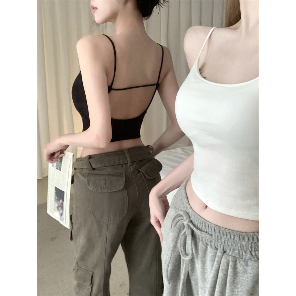 Anne เสื้อกล้าม มีฟองน้ำ สีพื้น เปิดหลัง ผ้ายืด เข้ารูป เสื้อสายเดี่ยว สไตล์ลำลอง เซ็กซี่ ใส่สบาย ราคา ถูกที่สุด ดีลบีเคเค แกลเลอรีภาพที่ 6