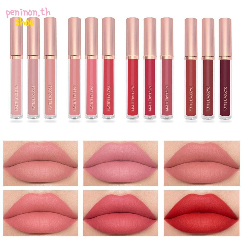 Peninon Lip Glaze, Hydration Long Lasting Lipstick Set, Waterproof ง่ายต่อการทา Matte Texture Lip Gloss
